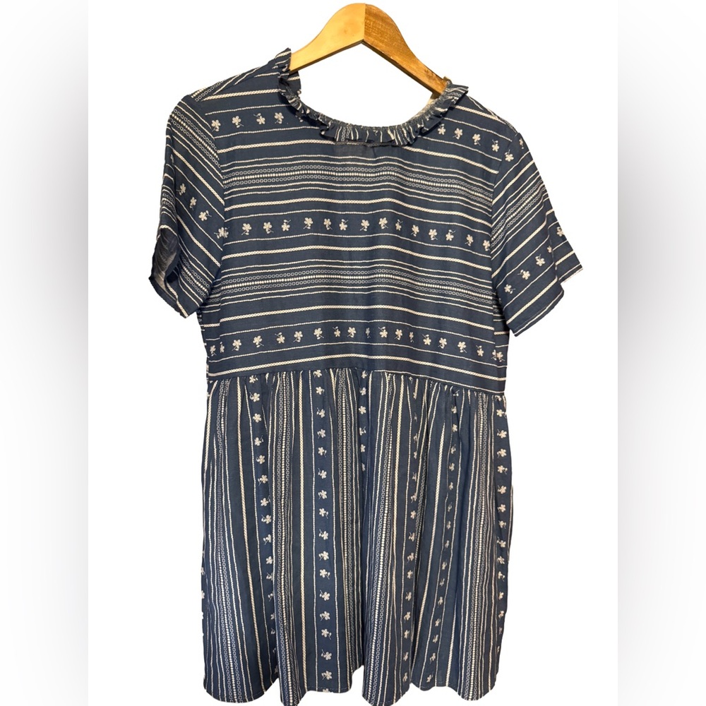 NWOT Jane by Jade Navy Blue Embroidered Short Sleeve Dress